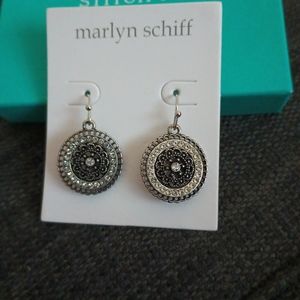 Marilyn Schiff, Delilah Round Crystal Earrings, Silver